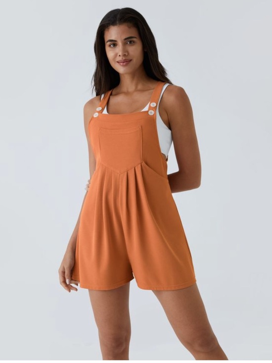 HALARA Pants - Halara Pockets Waffle Casual Short Overalls Orange